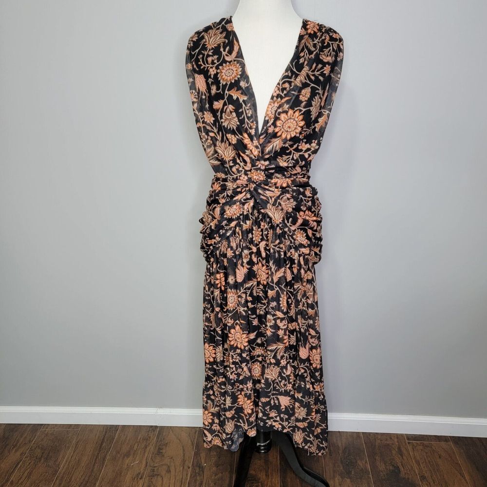 Dee Elly Floral Twisted Front Sleeveless Multicolor Midi Dress Extra Small‎ NWT
